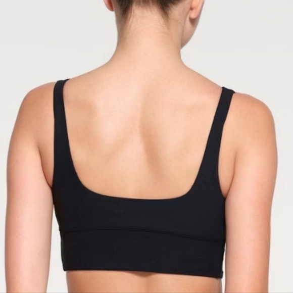 SKIMS FITS EVERYBODY SQUARE NECK LONGLINE BRALETTE BRA ONYX BLACK MEDIUM - Picture 3 of 6